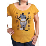 Estilo Clothing™ African Soul Dejembe Player Cut Boat Neck T-shirt, Antique Gold