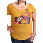 Estilo Clothing™ Afro Puerto Rican Bomba Cut Boat Neck T-shirt, Antique Gold