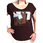 Estilo Clothing™ Cajon Afro Peruvian Cut Boat Neck T-shirt, Oxblood