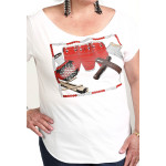 Estilo Clothing™ Rumba de Chango Afro Cuban Cut Boat Neck T-Shirt, White