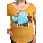 Estilo Clothing™ Yemaya Cut Boat Neck T-shirt, Antique Gold
