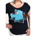 Estilo Clothing™ Yemaya Cut Boat Neck T-shirt, Midnight Navy