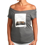 Estilo Clothing™ 12Down (SL-1200GLD) Turntable Cut Boat Neck T-shirt, Heavy Metal Gray
