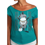 Estilo Clothing™ African Soul Dejembe Player Cut Boat Neck T-shirt, Teal