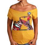 Estilo Clothing™ Afro Puerto Rican Bomba Cut Boat Neck T-shirt, Antique Gold