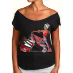 Estilo Clothing™ Afro Puerto Rican Bomba Cut Boat Neck T-shirt, Black