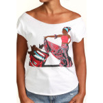 Estilo Clothing™ Afro Puerto Rican Bomba Cut Boat Neck T-shirt, White