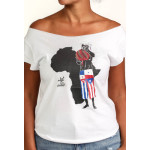 Estilo Clothing™ Afro Latino Cut Boat Neck T-shirt, White