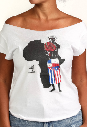 Estilo Clothing™ Afro Latino Cut Boat Neck T-shirt, White