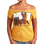Estilo Clothing™ Cajon Afro Peruvian Cut Boat Neck T-shirt, Antique Gold