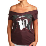 Estilo Clothing™ Art Deco Cuban Cafe Cut Boat Neck T-shirt, Oxblood
