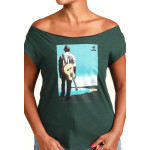 Estilo Clothing™  Buena Vista Acoustic Guitar Player Cut Boat Neck T-shirt, Forest Green