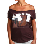 Estilo Clothing™ Cajon Afro Peruvian Cut Boat Neck T-shirt, Oxblood