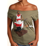 Estilo Clothing™ Son Jarocho Fandango Cut Boat Neck T-shirt, Military Green