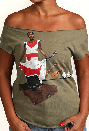 Estilo Clothing™ Son Jarocho Fandango Cut Boat Neck T-shirt, Military Green