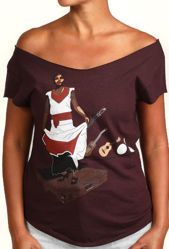 Estilo Clothing™ Son Jarocho Fandango Cut Boat Neck T-shirt, Oxblood
