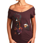 Estilo Clothing™ Flamenco Dancer & Spanish Guitar  Cut Boat Neck T-shirt, Oxblood