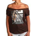 Estilo Clothing™ Inner City Saxophone Cut Boat Neck T-shirt, Dark Chocolate