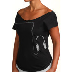 Estilo Clothing™ Jacked on Fresh Headphones Cut Boat Neck T-shirt, Black Estilo Clothing™ Jacked on Fresh Headphones Cut Boat Neck T-shirt, Black