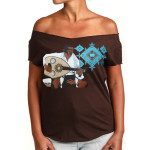 Estilo Clothing™ Maqam Cut Boat Neck T-shirt, Chocolate Brown