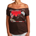 Estilo Clothing™ Rumba de Chango Afro Cuban Cut Boat Neck T-Shirt, Dark Chocolate