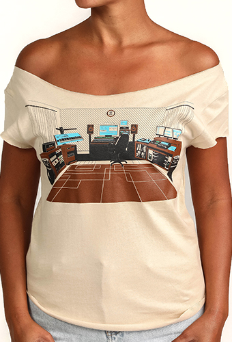 Estilo Clothing™ Sessions Home Music Studio Cut Boat Neck T-shirt, Cream