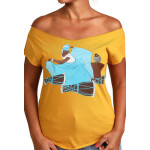 Estilo Clothing™ Yemaya Cut Boat Neck T-shirt, Antique Gold