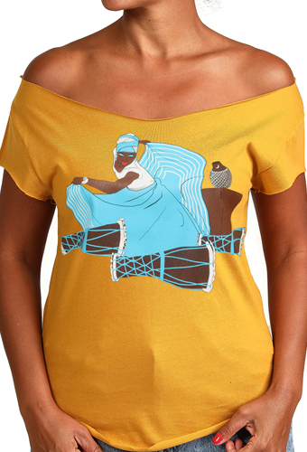Estilo Clothing™ Yemaya Cut Boat Neck T-shirt, Antique Gold