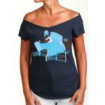 Estilo Clothing™ Yemaya Cut Boat Neck T-shirt, Midnight Navy