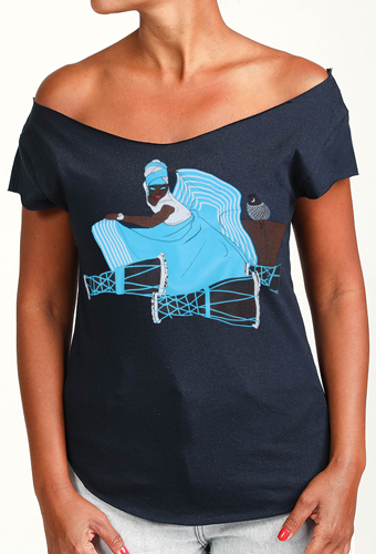 Estilo Clothing™ Yemaya Cut Boat Neck T-shirt, Midnight Navy