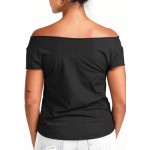 Estilo Clothing™ Drum Set & Broken Sticks Cut Boat Neck T-shirt, Black
