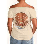 Estilo Clothing™ Sessions Home Music Studio Cut Boat Neck T-shirt, Cream