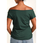 Estilo Clothing™ Cutting & Slapping Conga Turntable Cut Boat Neck T-shirt, Forest Green