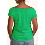 Estilo Clothing™ Ritmo African & Latin Diaspora Shekere Cut Boat Neck T-shirt, Kelly Green