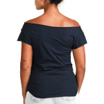 Estilo Clothing™ Harmonic Blues Harmonica Player Cut Boat Neck T-shirt, Midnight Navy