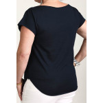 Estilo Clothing™ Harmonic Blues Harmonica Player Cut Boat Neck T-shirt, Midnight Navy