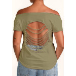 Estilo Clothing™ Son Jarocho Fandango Cut Boat Neck T-shirt, Military Green