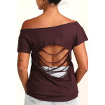 Estilo Clothing™ Flamenco Dancer & Spanish Guitar  Cut Boat Neck T-shirt, Oxblood