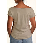 Estilo Clothing™ El Nuevo Tumbao Upright Bass, Timbales, Congas Cut Boat Neck T-shirt, Warm Gray