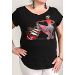 Estilo Clothing™ Afro Puerto Rican Bomba Cut Boat Neck T-shirt, Black