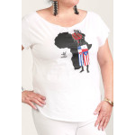 Estilo Clothing™ Afro Latino Cut Boat Neck T-shirt, White