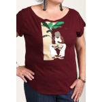Estilo Clothing™ Bongocero Bongo Player Cut Boat Neck T-shirt, Maroon