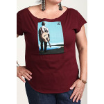 Estilo Clothing™ Buena Vista Acoustic Guitar Player Cut Boat Neck T-shirt, Maroon Estilo Clothing™ Buena Vista Acoustic Guitar Player Cut Boat Neck T-shirt, Maroon
