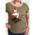 Estilo Clothing™ Son Jarocho Fandango Cut Boat Neck T-shirt, Military Green