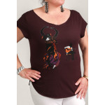 Estilo Clothing™ Flamenco Dancer & Spanish Guitar  Cut Boat Neck T-shirt, Oxblood
