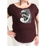 Estilo Clothing™ Harmonic Blues Harmonica Player Cut Boat Neck T-shirt, Oxblood