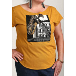 Estilo Clothing™ Inner City Saxophone Cut Boat Neck T-shirt, Antique Gold Estilo Clothing™ Inner City Saxophone Cut Boat Neck T-shirt, Antique Gold