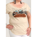 Estilo Clothing™ Sessions Home Music Studio Cut Boat Neck T-shirt, Cream