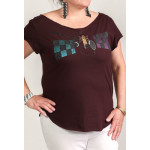Estilo Clothing™ Studio Microphone Cut Boat Neck T-shirt, Oxblood