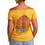 Estilo Clothing™ Cajon Afro Peruvian Cut Boat Neck T-shirt, Antique Gold